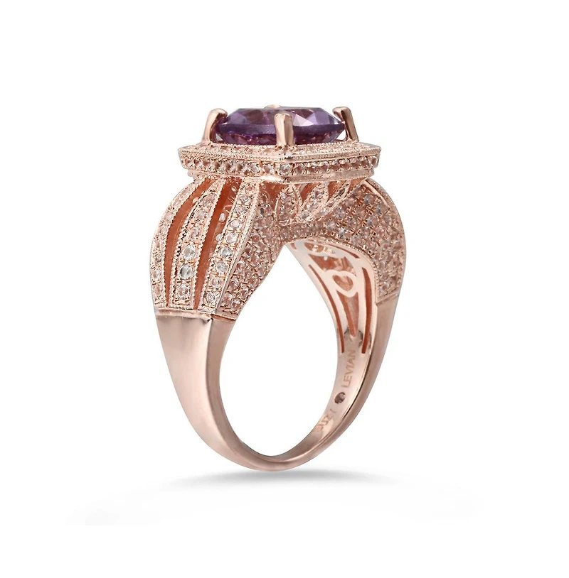 Suzy Levian Sterling Silver Cushion Cut Center Topaz Cocktail Ring