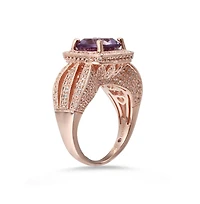 Suzy Levian Sterling Silver Cushion Cut Center Topaz Cocktail Ring