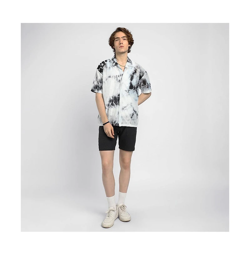 Campus Sutra Men's Tie-Dye Knit Oversized Shirt