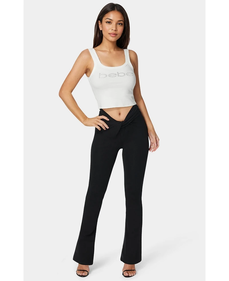 Bebe Twisted Waist Flared Leg Pant