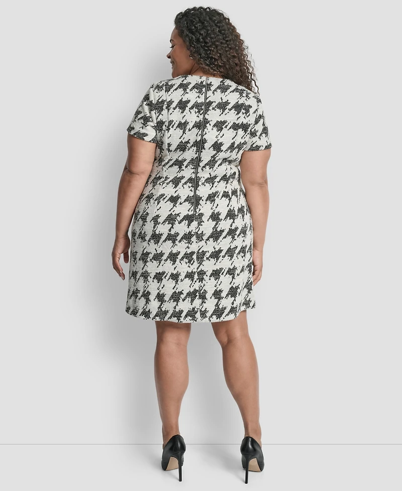 Dkny Plus Jewel Neck Rivets Sheath Short Dress