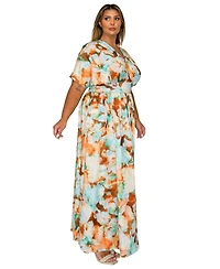 L I V D Women's Plus Minoa Floral Empire Waist Dress