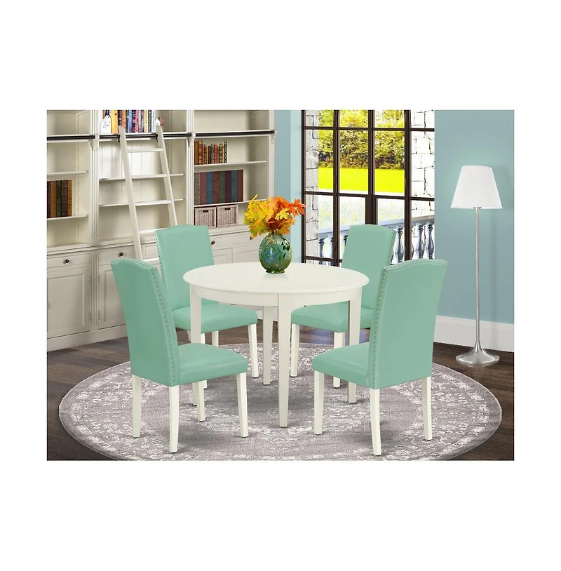 East West Furniture Dining Room Set Linen White