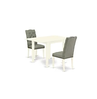 East West Furniture Dining Room Set Linen White,