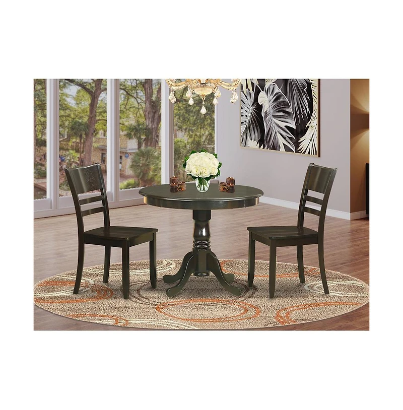East West Furniture 3 Pc Kitchen Table set-Kitchen Dining nook plus 2 Dining Chairs