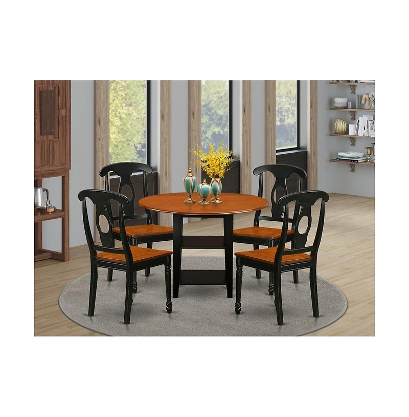East West Furniture Dining Room Set Black & Cherry