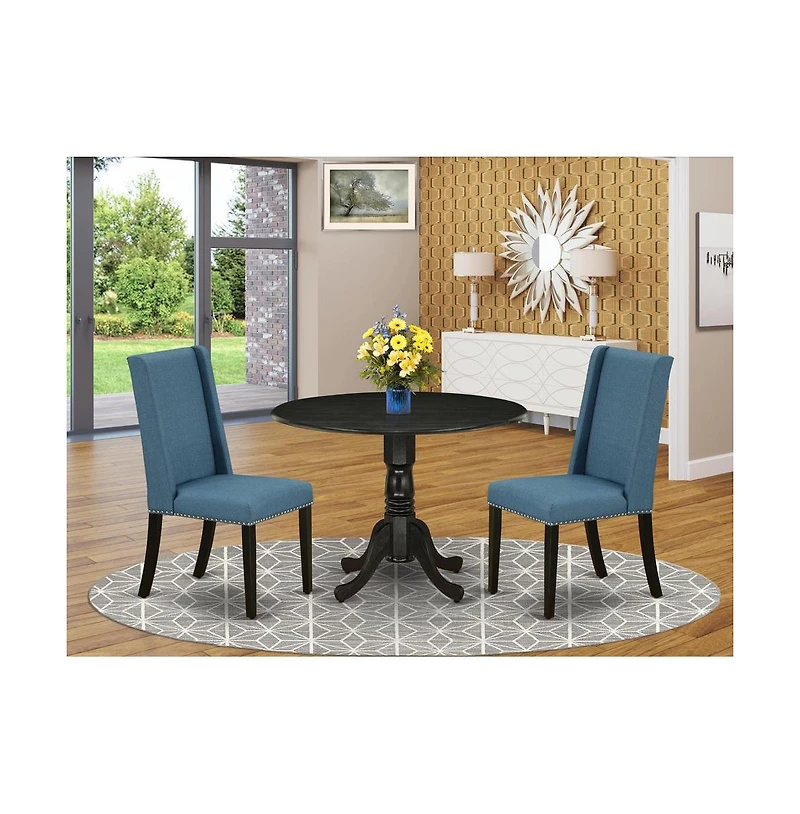 East West Furniture Dining Room Set Wirebrushed Black