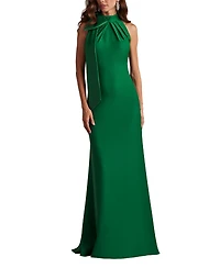 Tadashi Shoji Sims Shoulder Bow Halter Gown