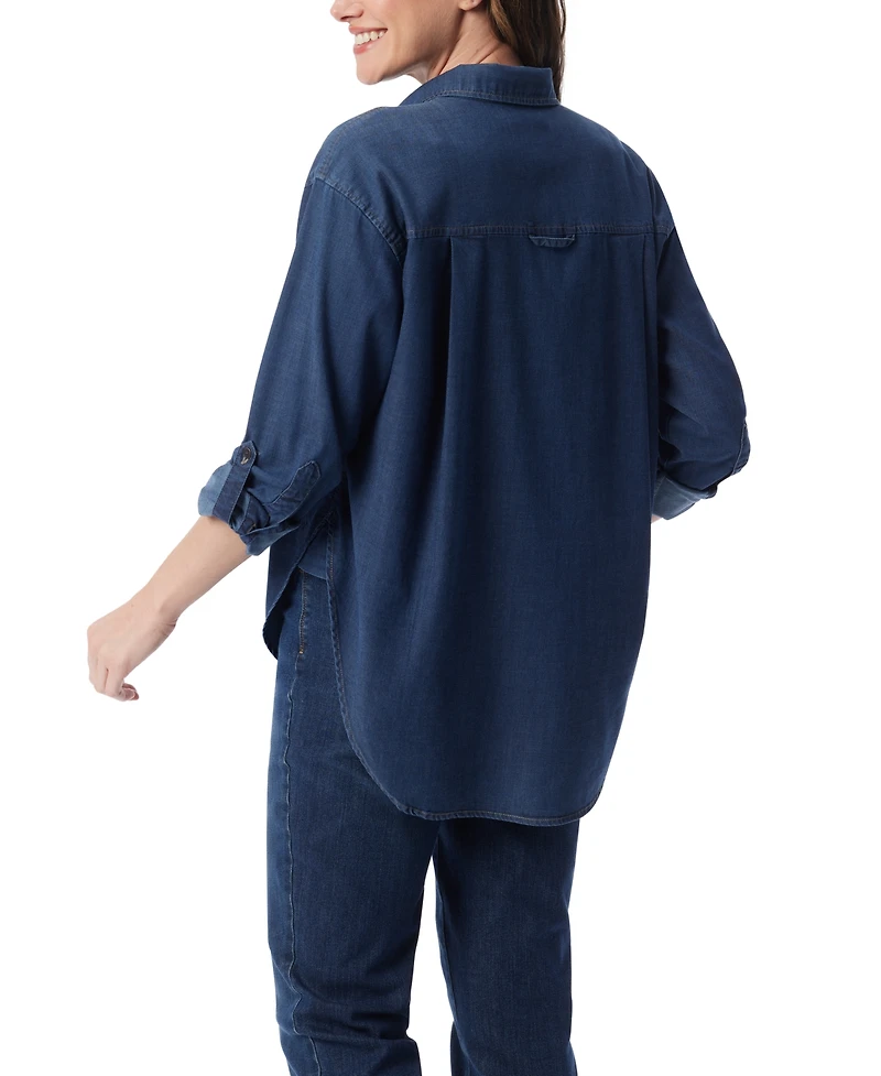 Gloria Vanderbilt Women's Amanda Roll-Tab-Sleeve Button-Front Shirt