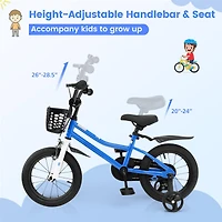 Akiudex 14-Inch Kids Bike with 2 Training Wheels for Ages 3-5 - Blue