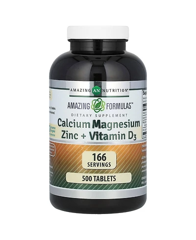 Amazing Formulas Calcium Magnesium Zinc D3 | 500 Tablets Supplement | Calcium 1000mg,