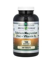 Amazing Formulas Calcium Magnesium Zinc D3 | 500 Tablets Supplement | Calcium 1000mg,