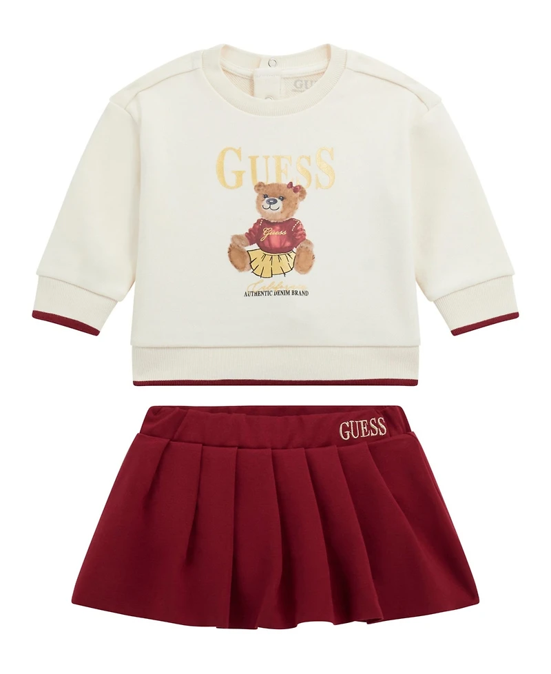 Guess Baby Girls 2-Piece Long Sleeve Sweatshirt and Skirt Set