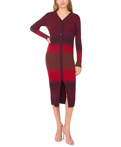 1.state Women's V-Neck Button Up Sweater Dress