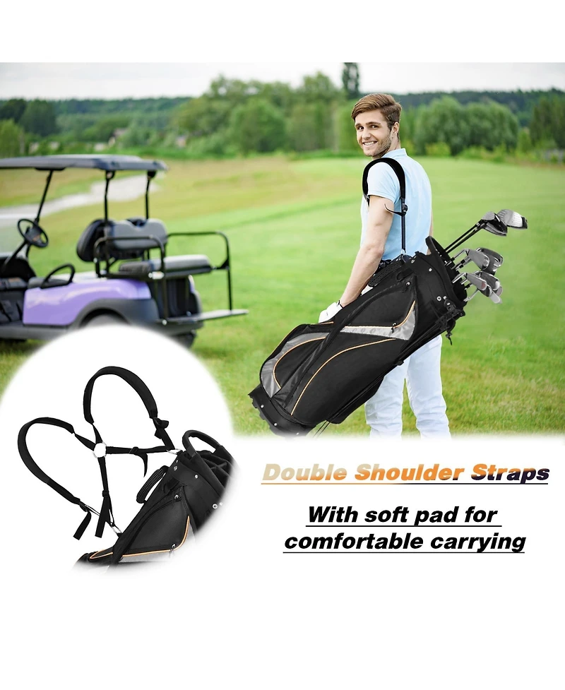 9 Inch Golf Stand Bag with Divider and Spacious Storage Pockets