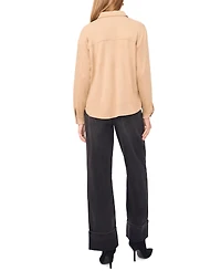 1.state Women's Long Sleeve Suede Shirt
