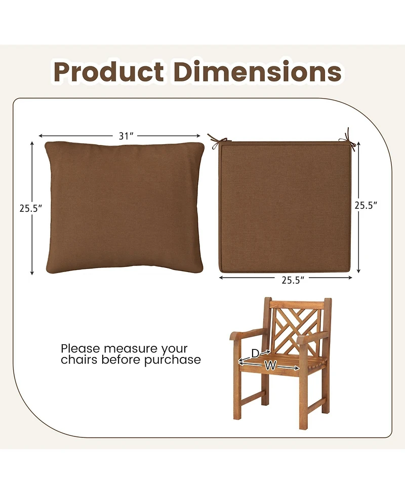 Gymax 2PCS Deep Seat Chair Cushion Pads Set Indoor/Outdoor w/ Rope Belts