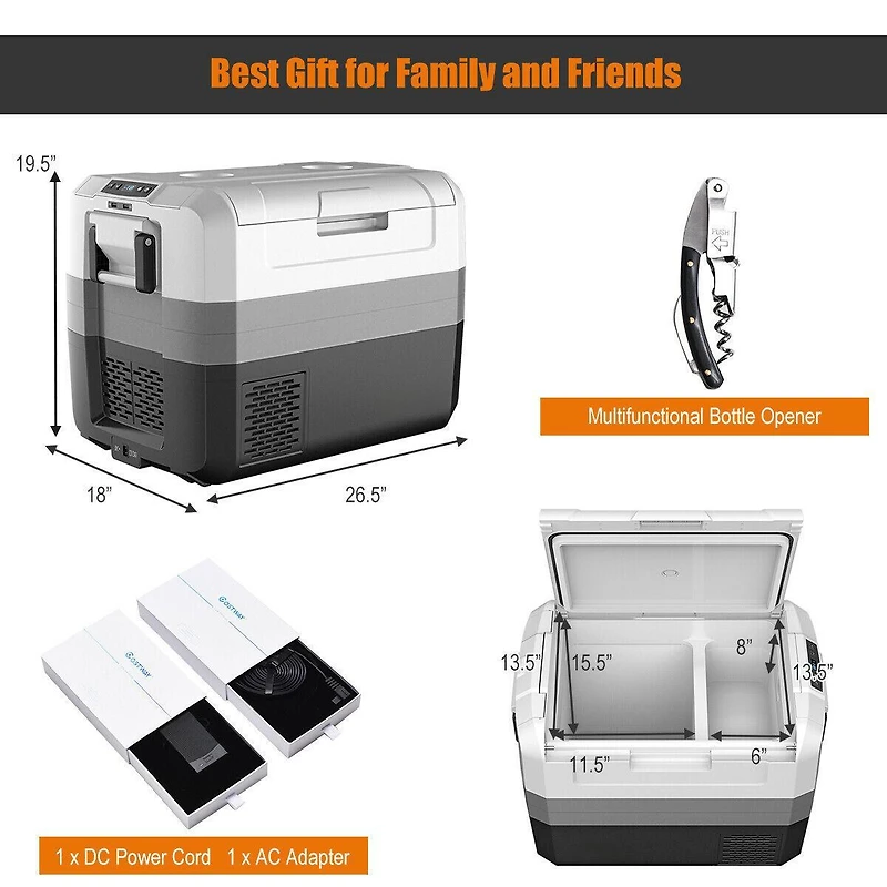58 Quart Portable Electric Camping and Car Cooler for Food and Drinks