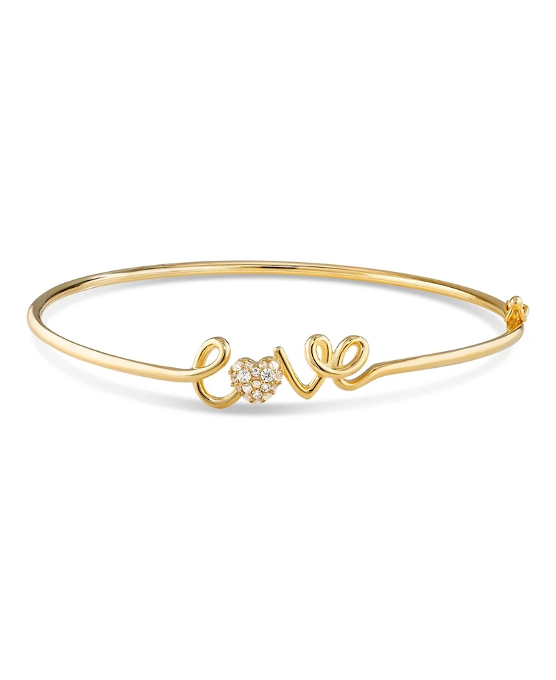 Devata Love Script Bangle Bracelet in 14K Gold, Fits Small Wrist, approx. 3.7 grams