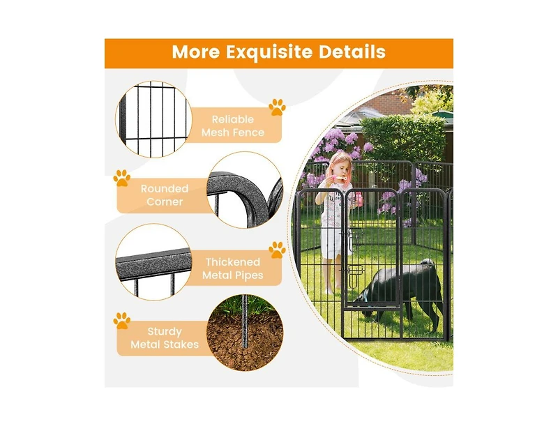 8-Panel 32 Inch Height Pet Fence for Indoor and Outdoor Use