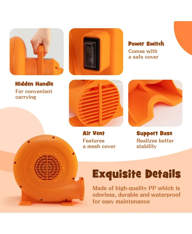 550W Air Blower (0.7HP) for Inflatables with 25 Feet Wire and Gfci Plug
