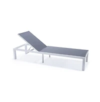 LeisureMod Marlin Patio Chaise Lounge Chair With White Aluminum Frame