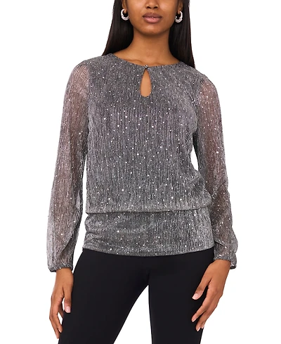 Msk Women's Long Sleeve Keyhole Detail Blouson Top