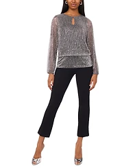 Msk Women's Long Sleeve Keyhole Detail Blouson Top