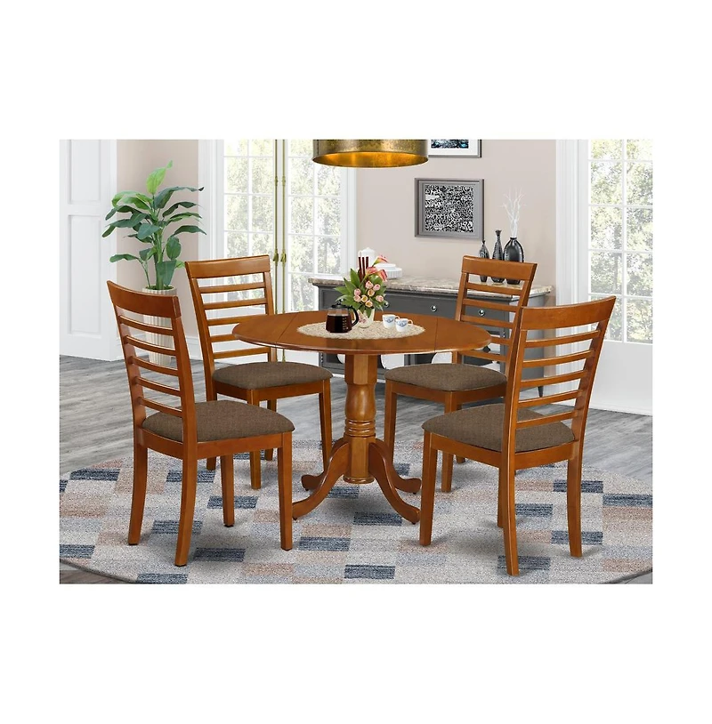 East West Furniture 5 Pc small Kitchen Table and Chairs set-round Kitchen Table and 4 Kitchen Chairs