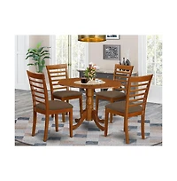 East West Furniture 5 Pc small Kitchen Table and Chairs set-round Kitchen Table and 4 Kitchen Chairs