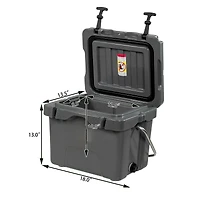 16 Quart Portable Insulated Ice Cooler with 24-Can Capacity and 2 Cup Holders - Gray