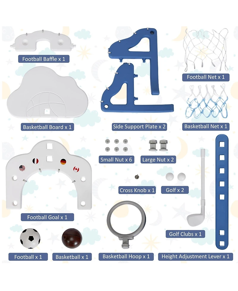 Akiudex 3-in-1 Kids Basketball Hoop Set with Balls