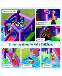 Inflatable Water Slide Park with Splash Pool and 750W Blower