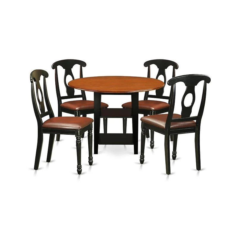 East West Furniture Dining Room Set Black & Cherry