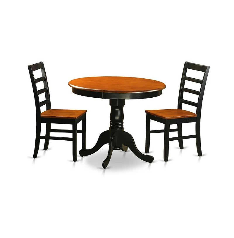 East West Furniture Dining furniture set - 3 Pcs with 2 Wooden Chairs in Black and Cherry