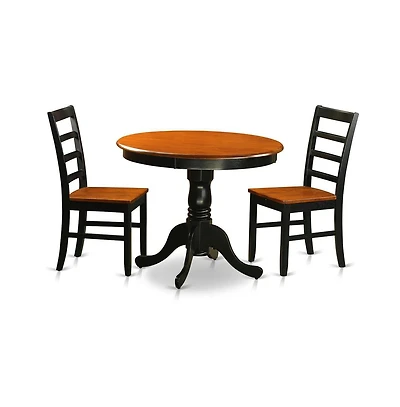 East West Furniture Dining furniture set - 3 Pcs with 2 Wooden Chairs in Black and Cherry