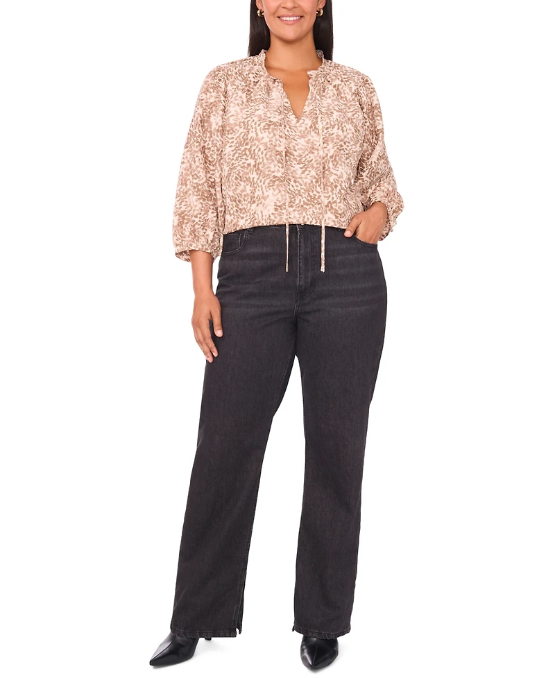 Vince Camuto Plus Peasant Split Neck Blouse