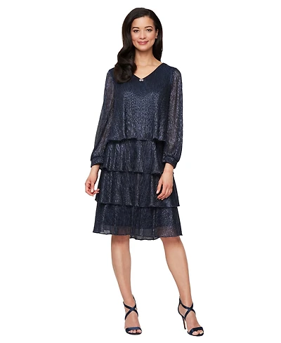 Sl Fashions Women's Short V-Neck Bodre Dress
