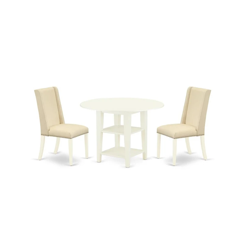East West Furniture Dining Room Set Linen White