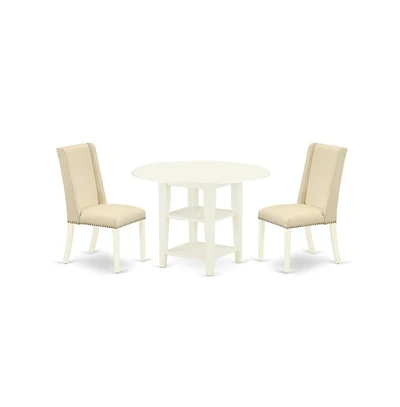 East West Furniture Dining Room Set Linen White