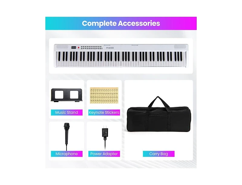 88-Key Foldable Electric Keyboard Piano with Wireless Midi and Dual Speakers