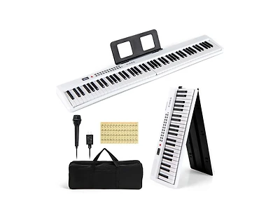 88-Key Foldable Electric Keyboard Piano with Wireless Midi and Dual Speakers