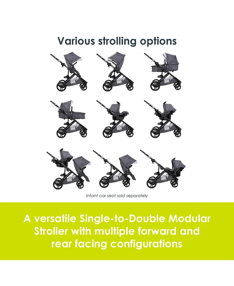 Baby Trend Baby Morph Single to Double Modular Stroller - Dash Grey