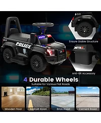 6V Kids Ride-On Police Car with Real Megaphone and Siren Flashing Lights - Black
