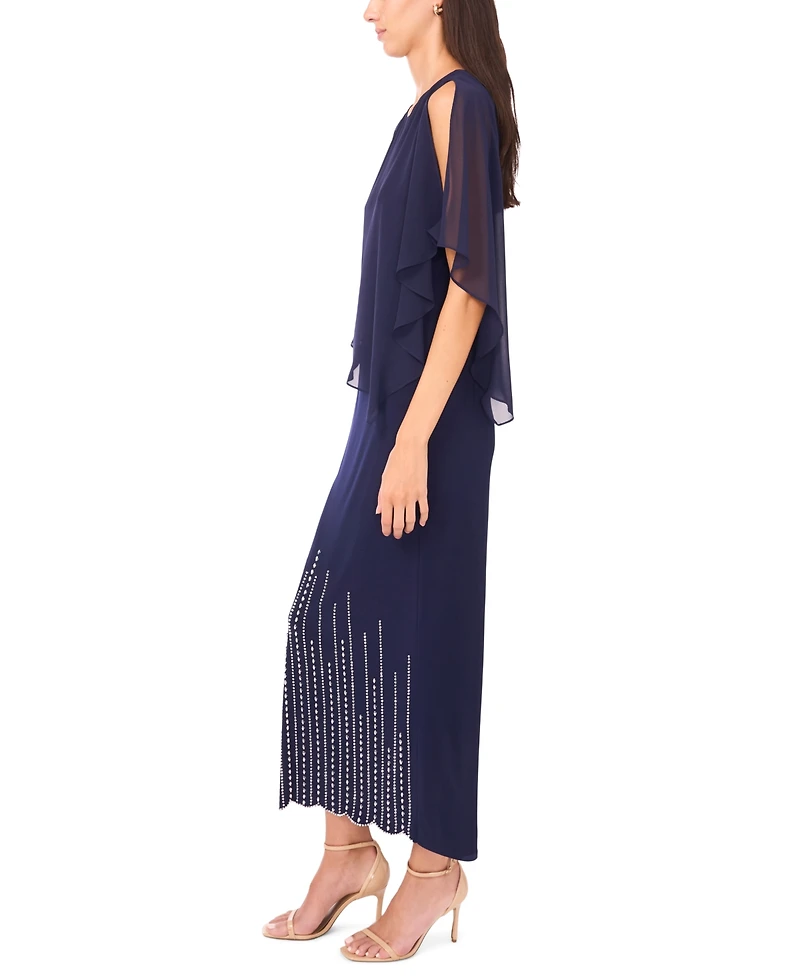 Msk Petite Faraj Caped Maxi Dress