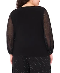 Msk Plus-Size Women's Puffed Wrap Top