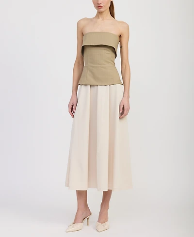 En Saison Women's Arden Mixed Media Strapless Sleeveless Dress