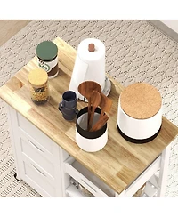 Homcom Rolling Kitchen Island Cart, Bar Serving Cart with Drawers,