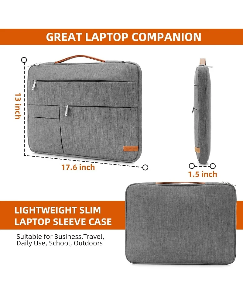 Acer 17-17.3 inch Laptop Sleeve Bag, Slim Shockproof Handbag Carrying Case, Notebook Computer Cover Fit for Acer Asus Dell Hp Grey