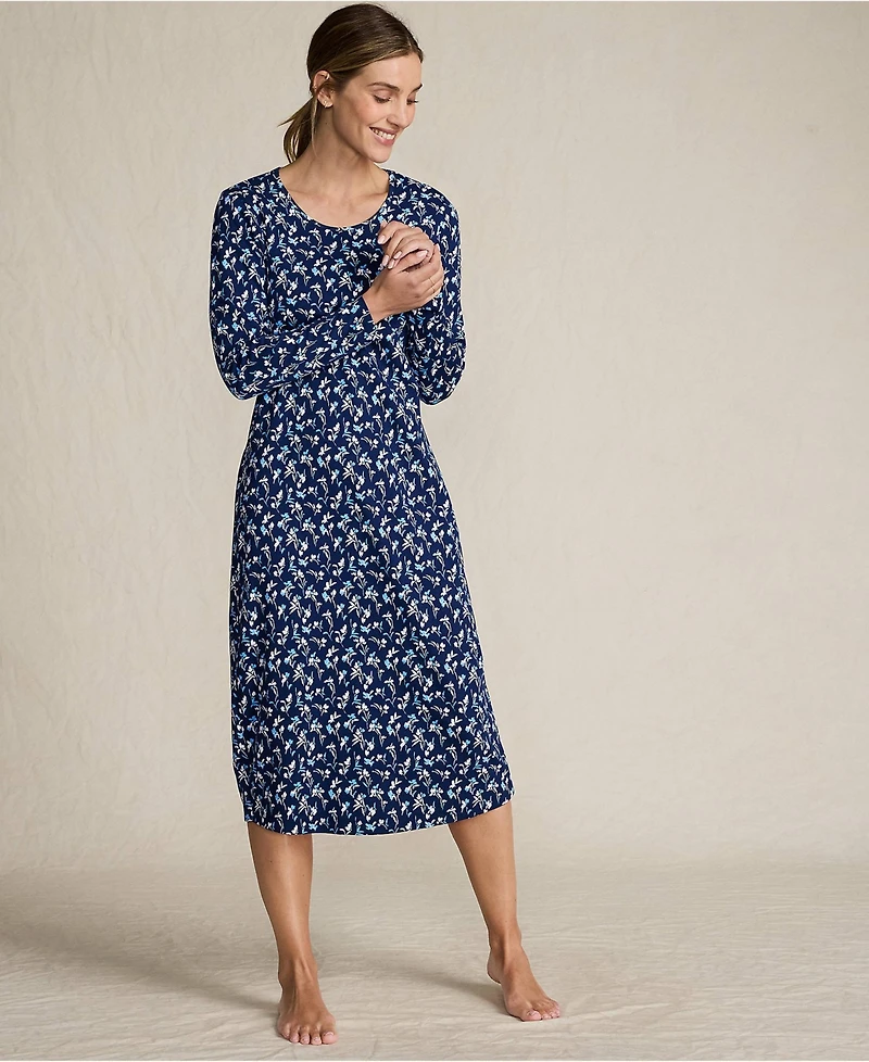 Lands' End Women's Cotton Long Sleeve Midcalf Nightgown